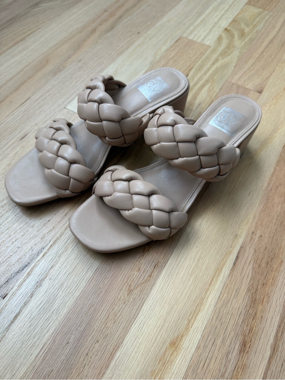Dolce Vita Braided Double-Strap Slide Sandals in Nude Beige